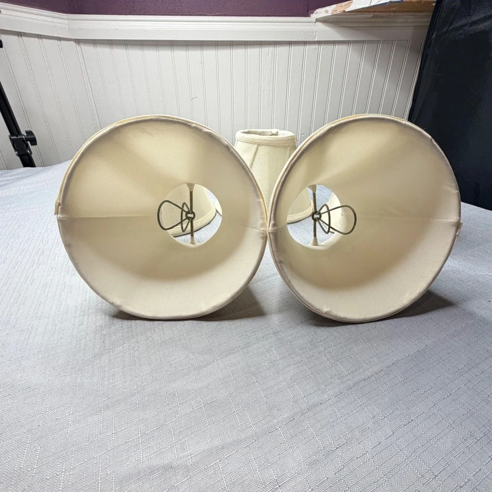 Unbranded Chandelier Lamp Shades 6in Cream Set of 5 Pleated Clip-on Fabric